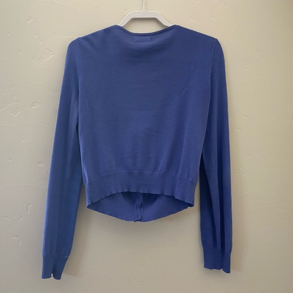 J.J. Basics Cardigan with Ruffles Down the Front Buttons - Medium Blue - Picture 2 of 4